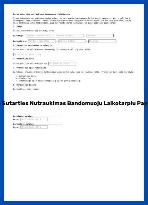 Darbo sutarties nutraukimas bandomuoju laikotarpiu