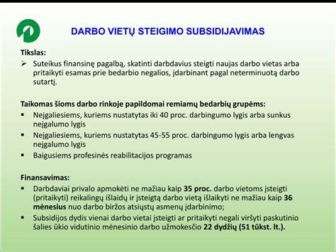 Darbo vietų steigimo subsidijavimas