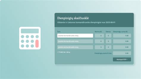 Dienpinigių skaičiuoklė