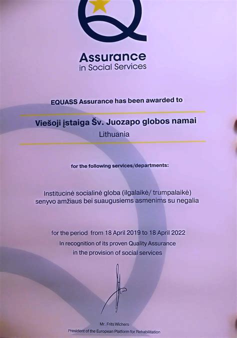 EQUASS sertifikatas