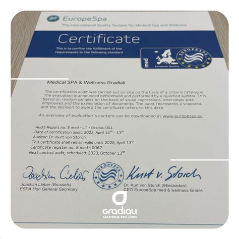 EuropeSpa med sertifikatas
