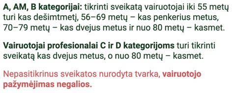 Galiojantys vairuotojų pažymėjimai pagal amžių