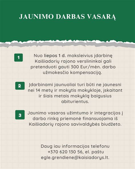 Jaunimo darbas vasarą