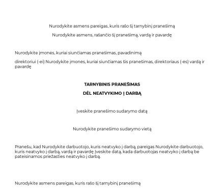 Kaip pranešama apie darbuotojo nedarbingumą