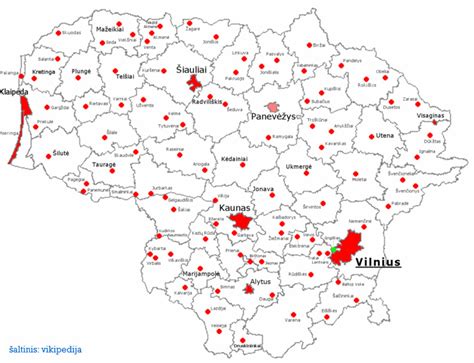 Lietuvos žemėlapis su Anykščių rajono vieta