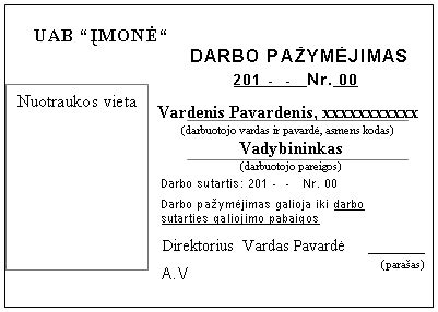 Nedarbingumo pažymėjimo pavyzdys