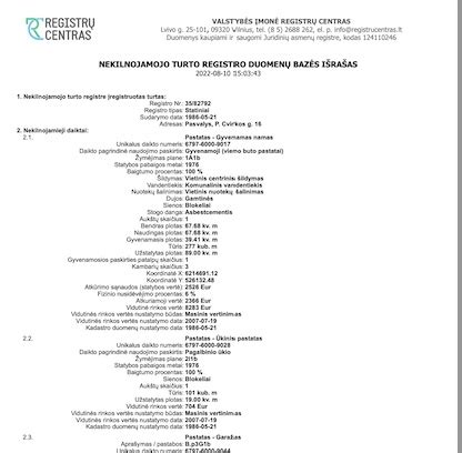 Nekilnojamojo turto registro išrašas