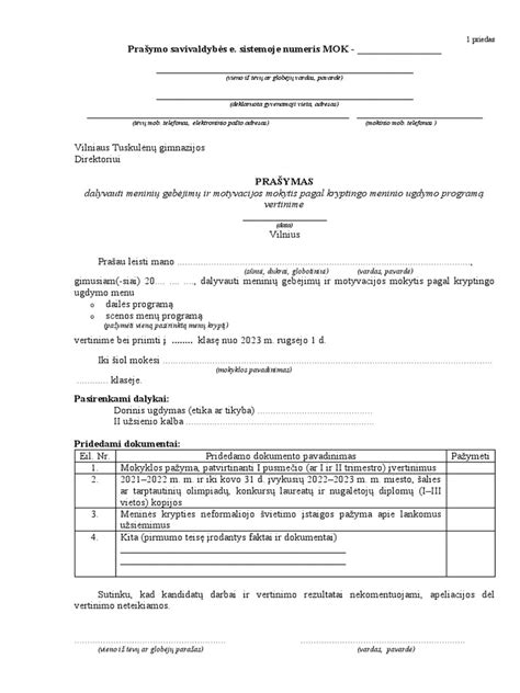 Prašymo FR0781 forma