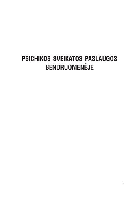 Psichikos sveikatos paslaugos bendruomenėje