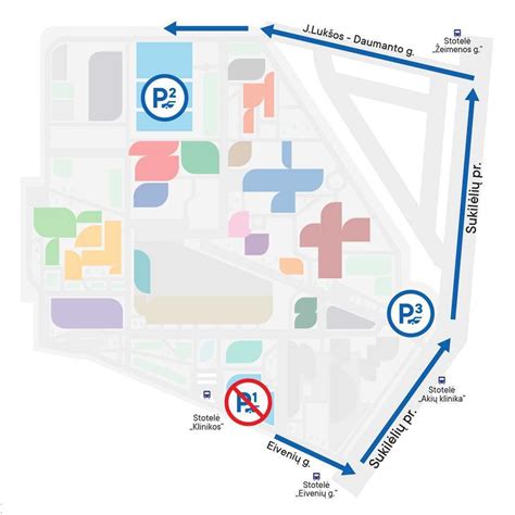 Santaros klinikų automobilių stovėjimo aikštelių žemėlapis