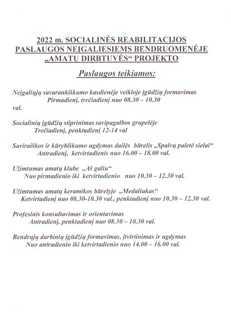 Socialinės reabilitacijos schema