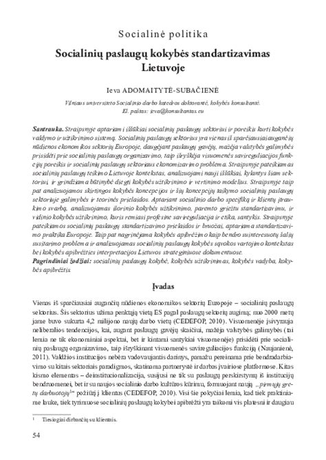 Socialinių paslaugų standartizavimas