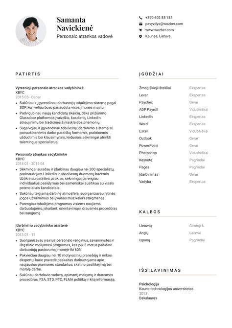 Socialinio pedagogo CV pavyzdys