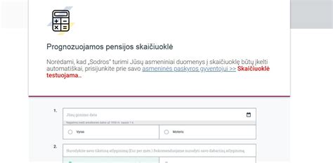 Sodros pensijų skaičiuoklė