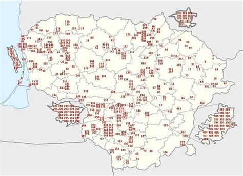 Sodros skyrių išsidėstymas Lietuvoje
