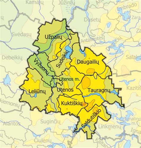 Utenos rajono žemėlapis