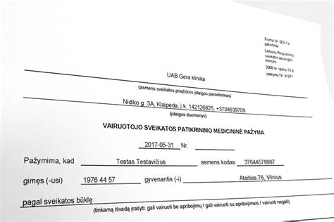 Vairuotojo sveikatos patikra